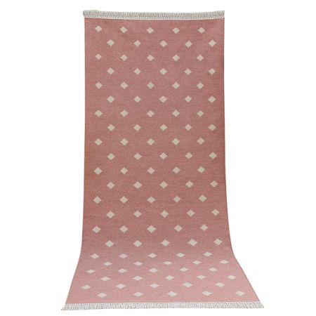 Handmade Cotton Pink Minimalist Dhurrie For Living Room